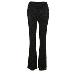 Cut Out High Waist Flare Pants Slim Fit Femme Strechy Trousers Long Wide Leg Pants Casual Streetwear