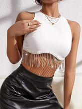 Rhinestone Tasseled Crop Top