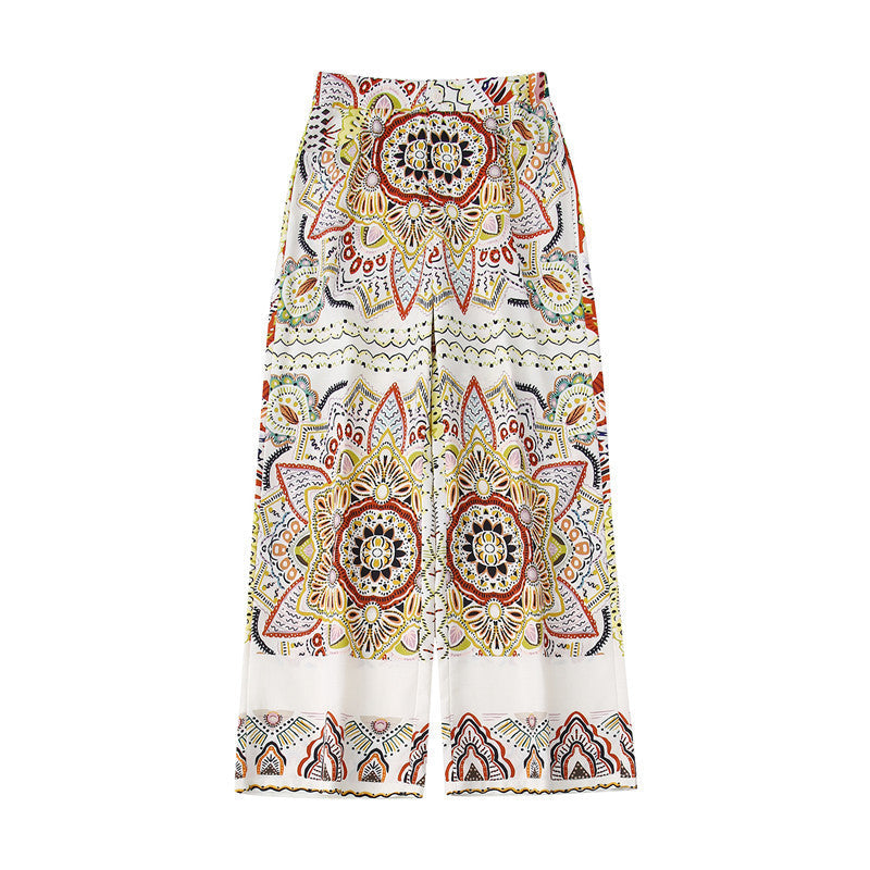 Long-sleeved Print Shirt and Bottom Flaxmaker