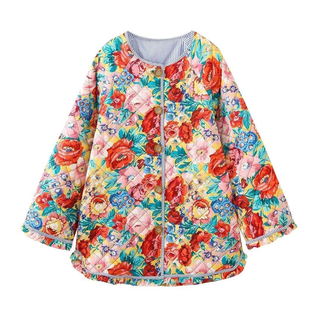 Blossom Printed Ruffle Cotton Coat