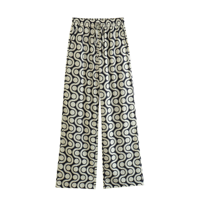 Retro Printed Shirt and Pants Set