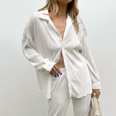 Fashion Casual Solid Color Shirt and Pants