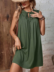 Ribbed Solid Color Sleeveless Round-Neck Mini Dresses