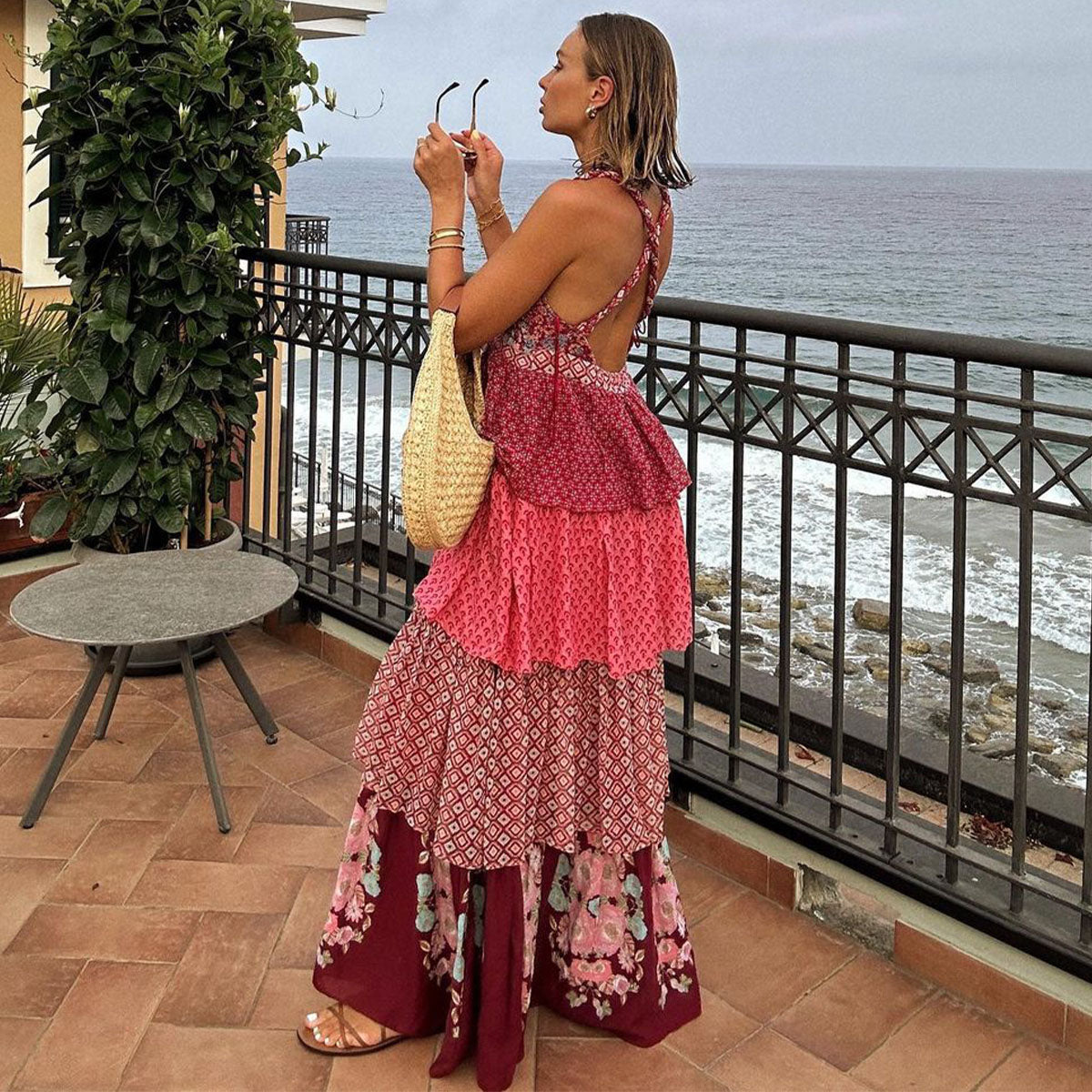 Ruffle Ethnic Maxi Dress