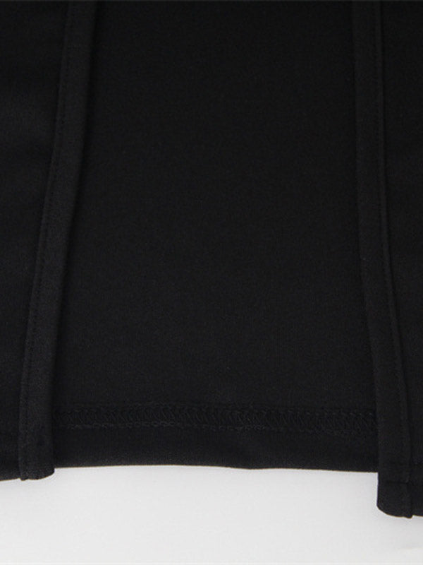 Back Cross Split-side Tasseled Long Sleeves Skinny High Neck Midi Dresses Evening Dresses