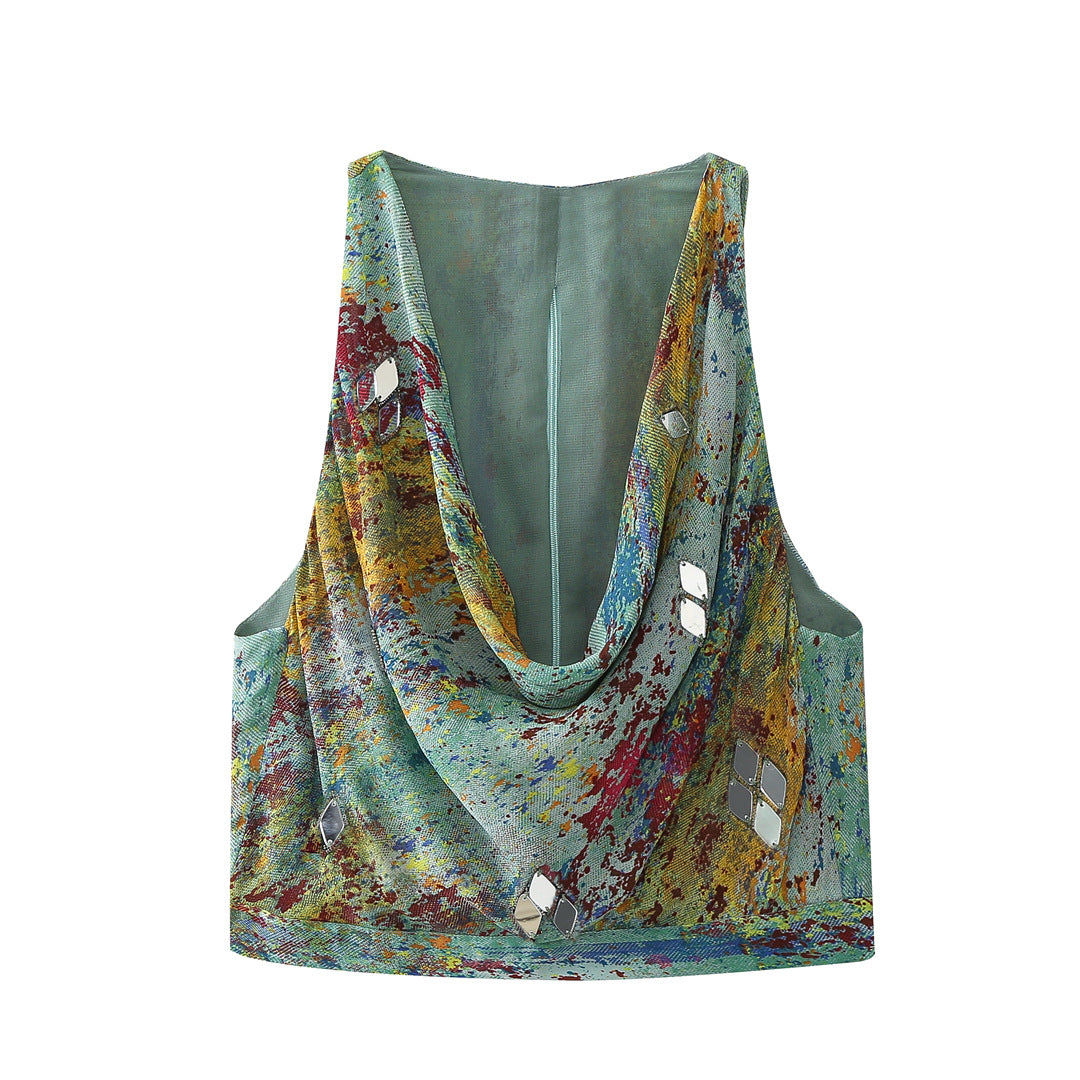 Fashion Printed Top and Skirt Set