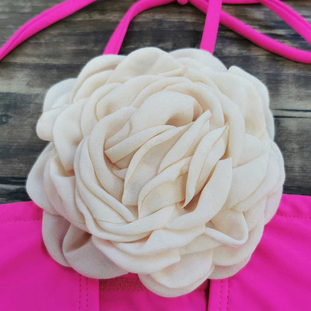 3D flower Lace up Bikini Swimsuit