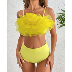 Flaxmaker 3D Flower Yellow Bikini Swimsuit