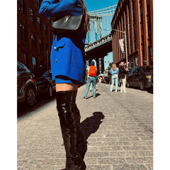 Fashion Blue Blazer Two Piece Set