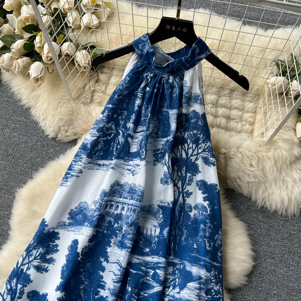 Halter Printed Off Shoulder Dress