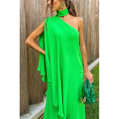 Fashion Off Shoulder Solid Color Two Piece Set