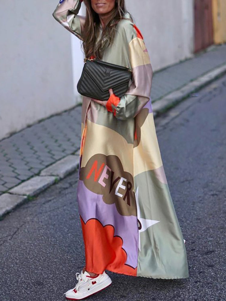 Casual Loose Slogan Printed Dress