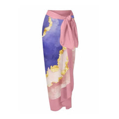 Tie-shoulder Printed One Piece Swimsuit and Sarong Flaxmaker