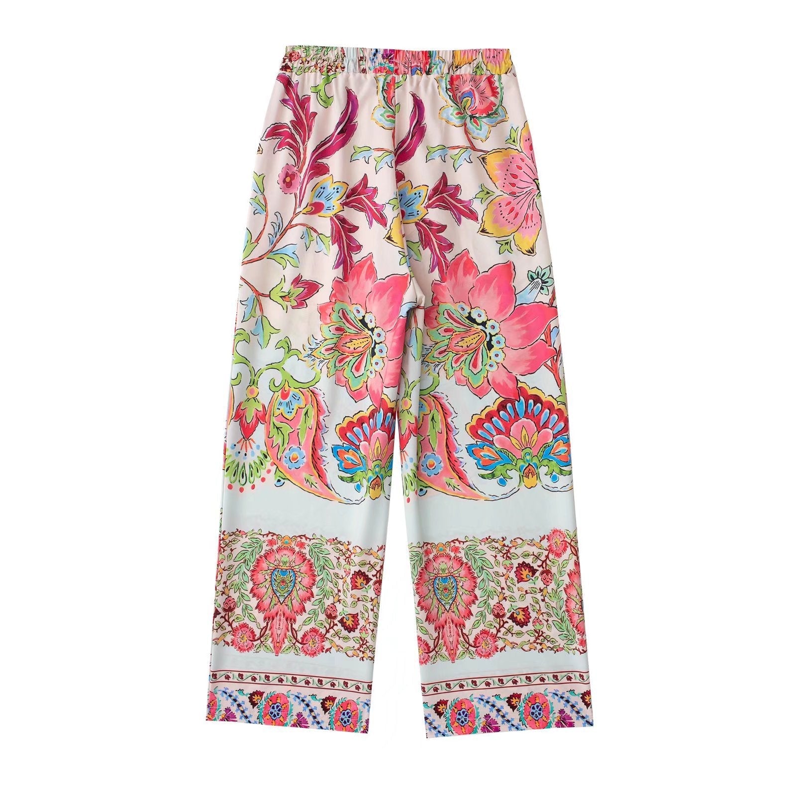 Lace Up Casual Printed Two Piece Set