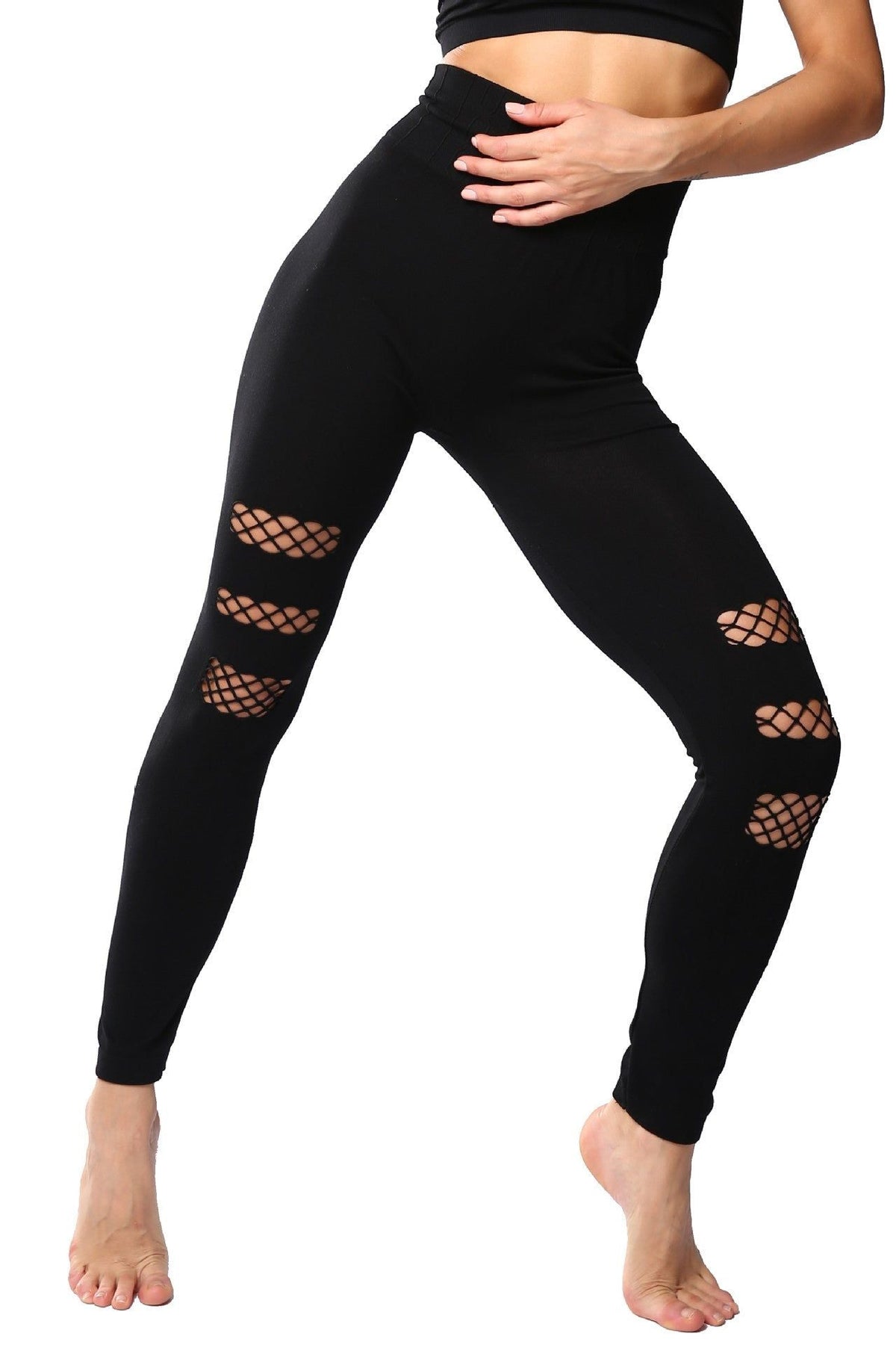 Hollow Hip-Lifting Knitted Tights Yoga Leggings