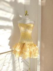 Bandeau Embroidery Hollow Out Mini Dress