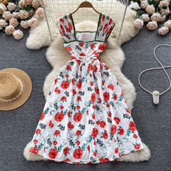 Flaxmaker French Floral Printed Sling Dress