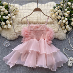 Sweet 3D Flower Organza Top
