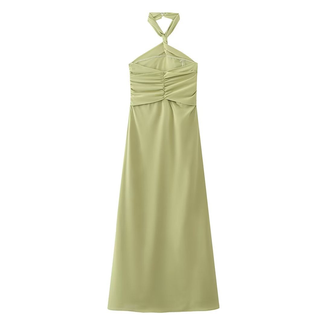 Halter Cross Backless Dress