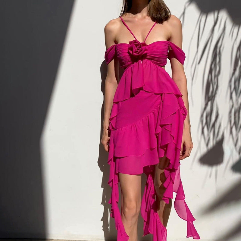 Sling Cut Out 3D Flower Dress