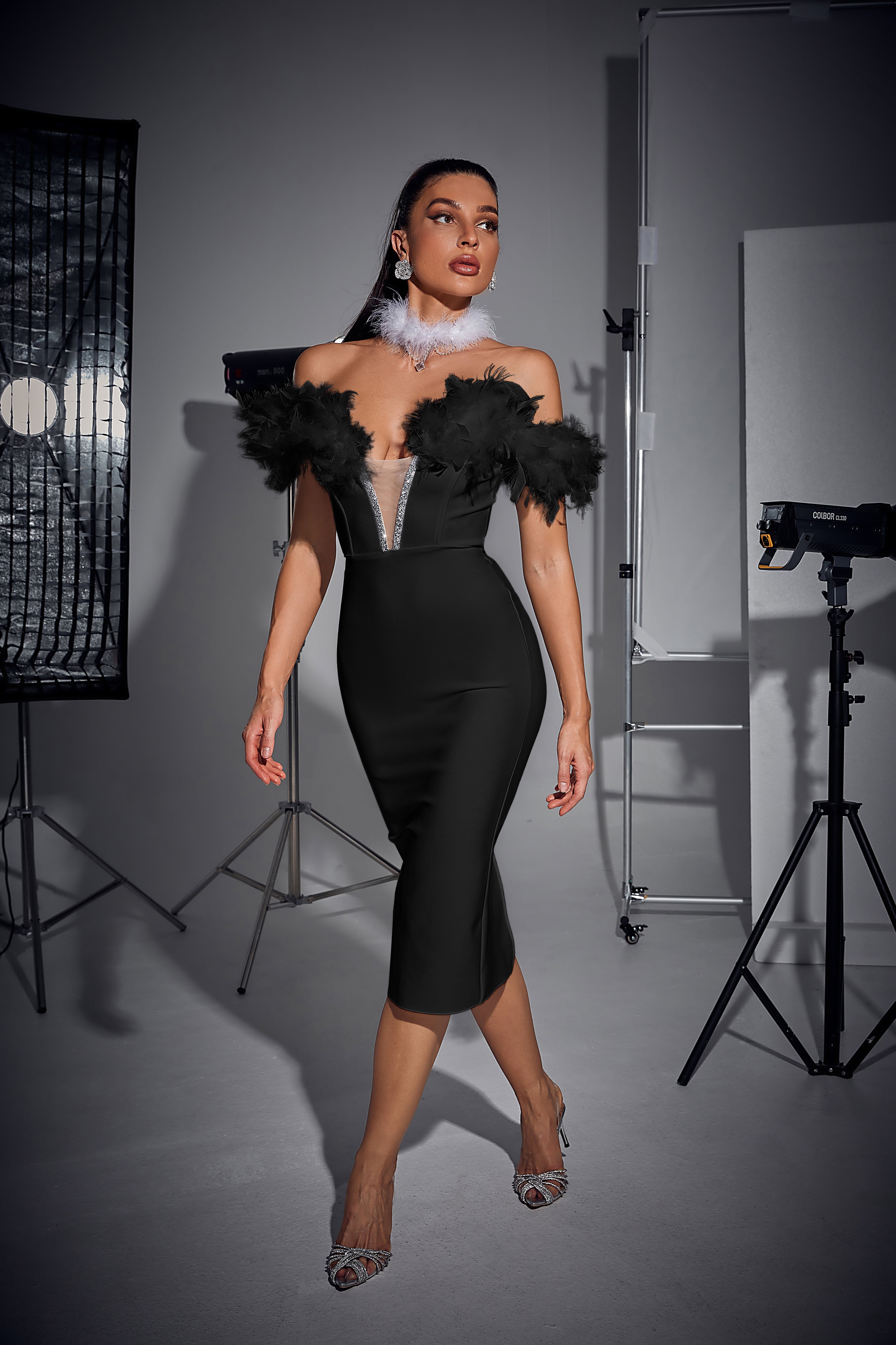 Sexy Bandeau Feathers Dress