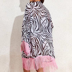 Zebra Print One Piece  Swimsuit and Cover Up
