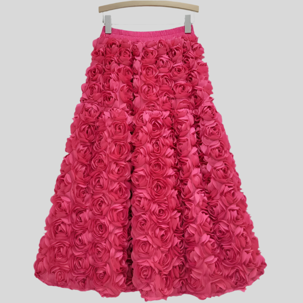 3d Flower Midi Skirt