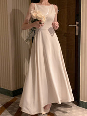 Solid Color A-Line High Waisted Spaghetti-Neck Maxi Dresses