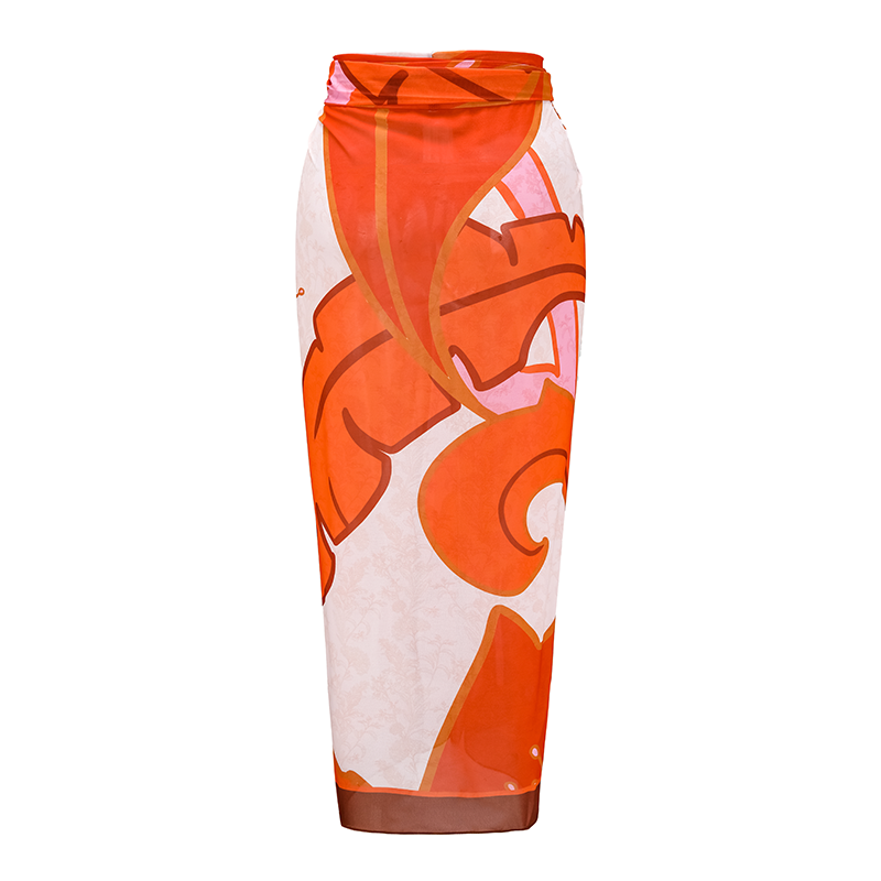 One Shoulder Print One Piece Swimsuit and Sarong(Shipped on Jan 11th)