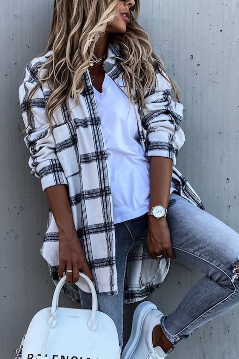 Fashion Sexy Plaid Turndown Collar Blouses