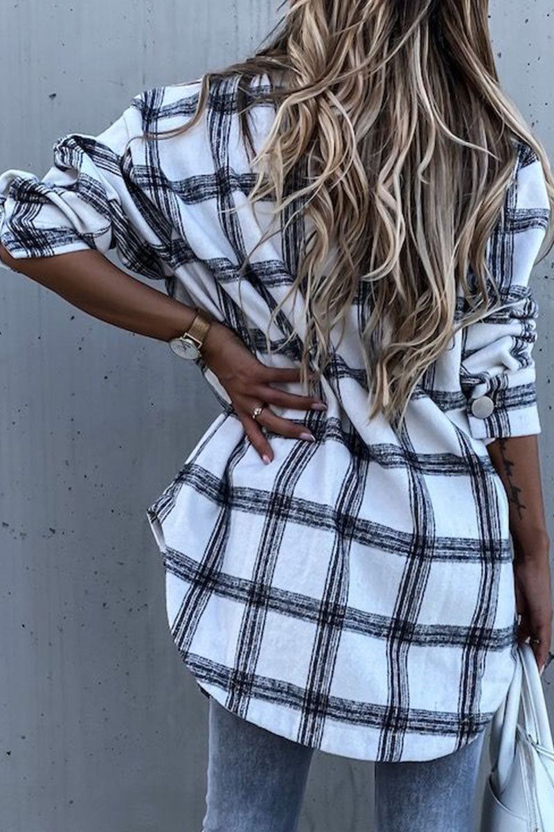 Fashion Sexy Plaid Turndown Collar Blouses