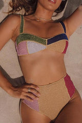 Sexy Color Block Split Joint Swimwears