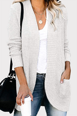 Casual Solid Patchwork Pocket V Neck Tops Sweater(6 Colors)