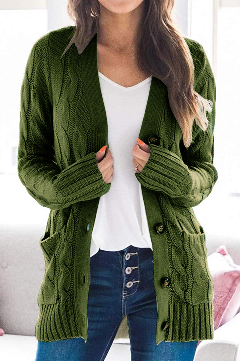 Casual Solid Split Joint Buckle Cardigan Collar Tops(5 colors)