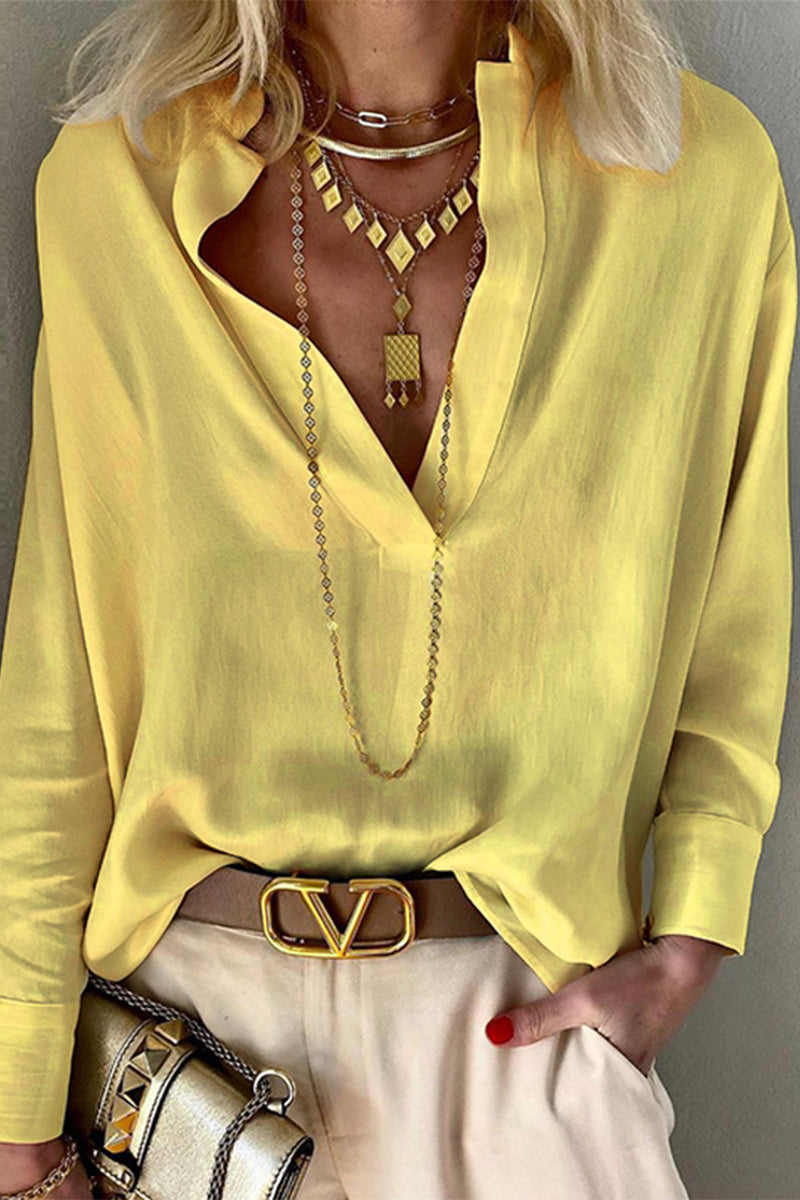 Casual Solid Mandarin Collar Blouses(2 Colors)