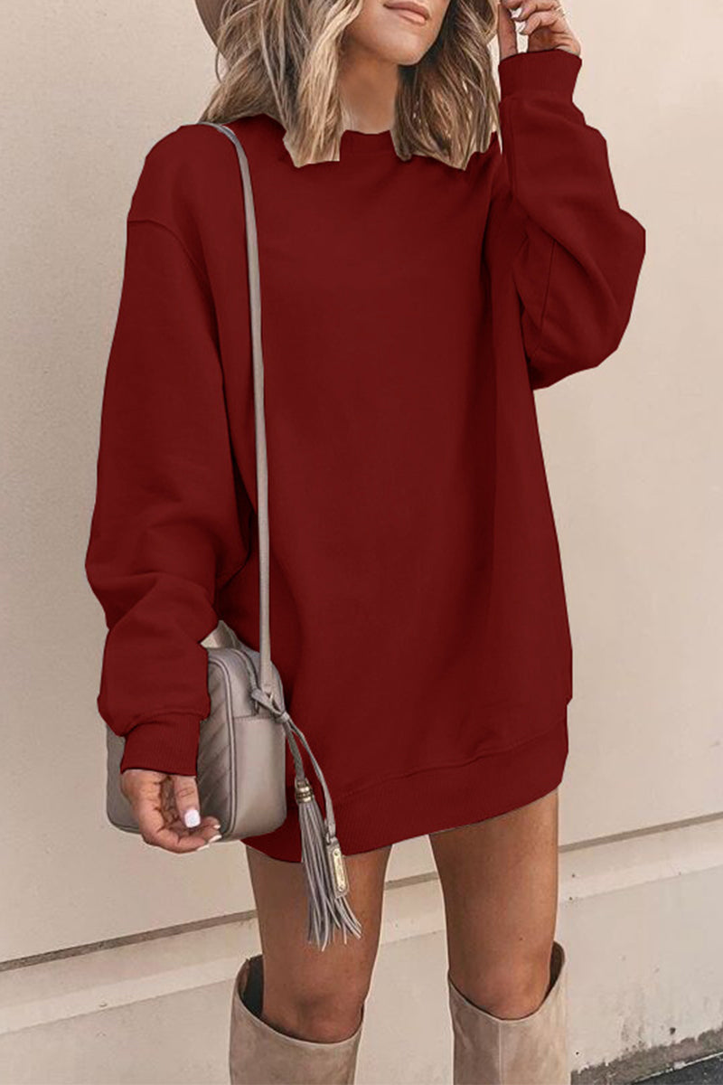 Casual Solid Solid Color O Neck A Line Dresses