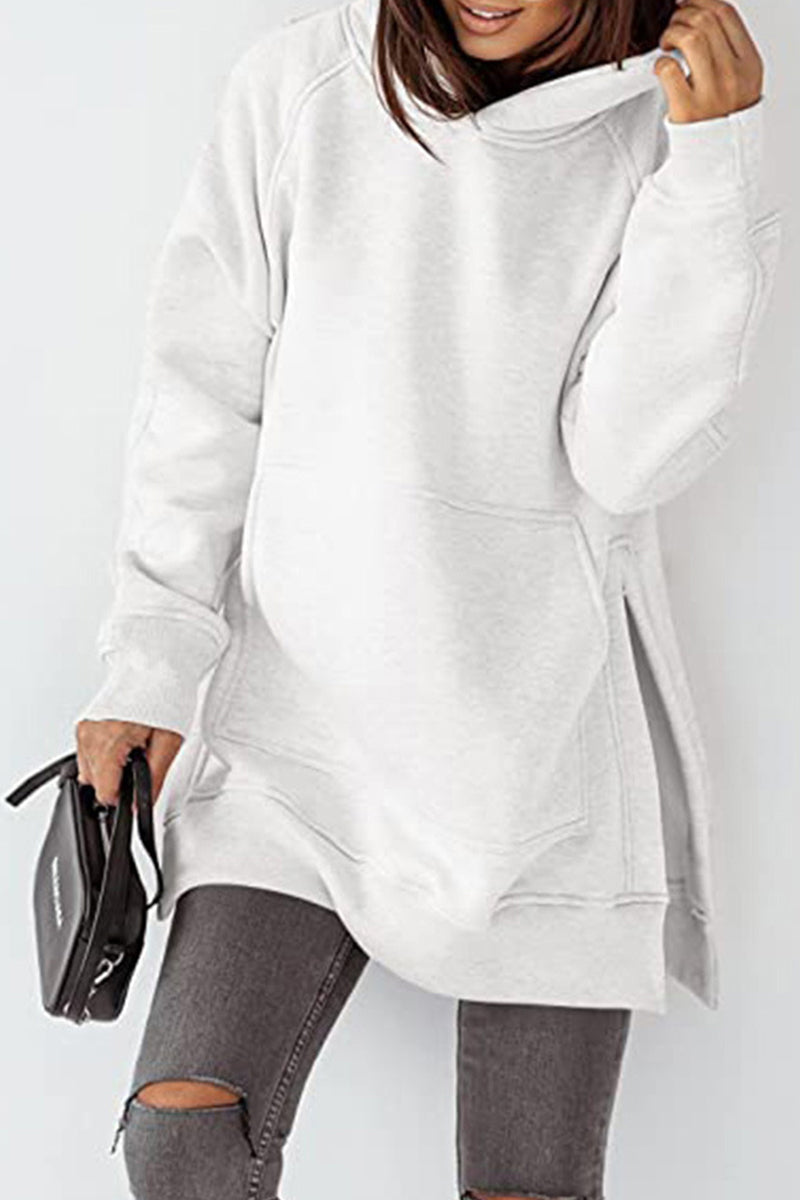 Casual Solid Solid Color Hooded Collar Tops