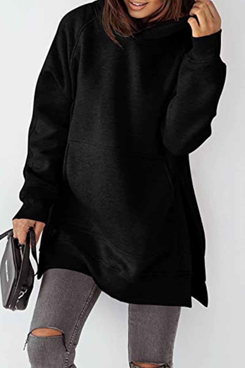 Casual Solid Solid Color Hooded Collar Tops