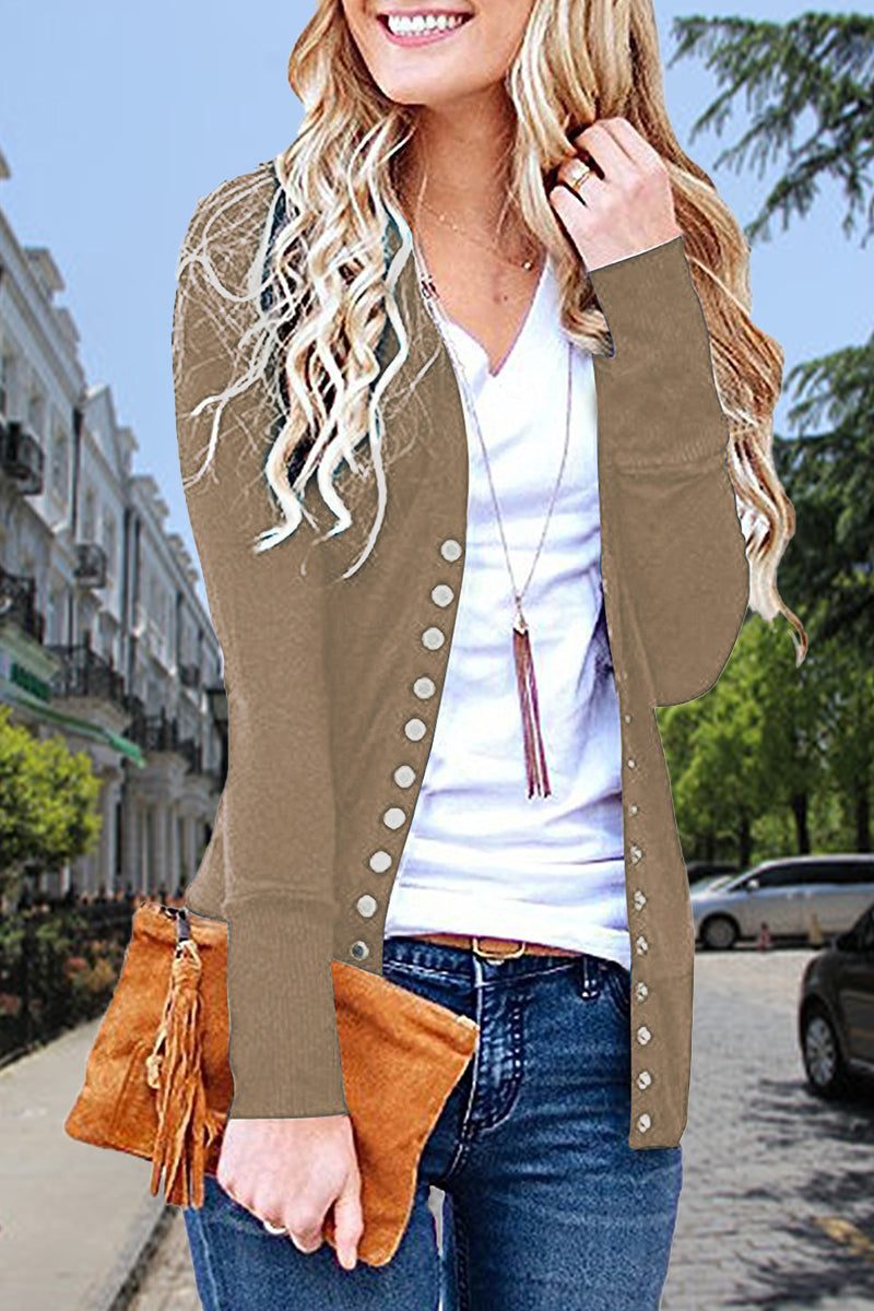 Casual Buttons Solid Color Cardigan(9 Colors)