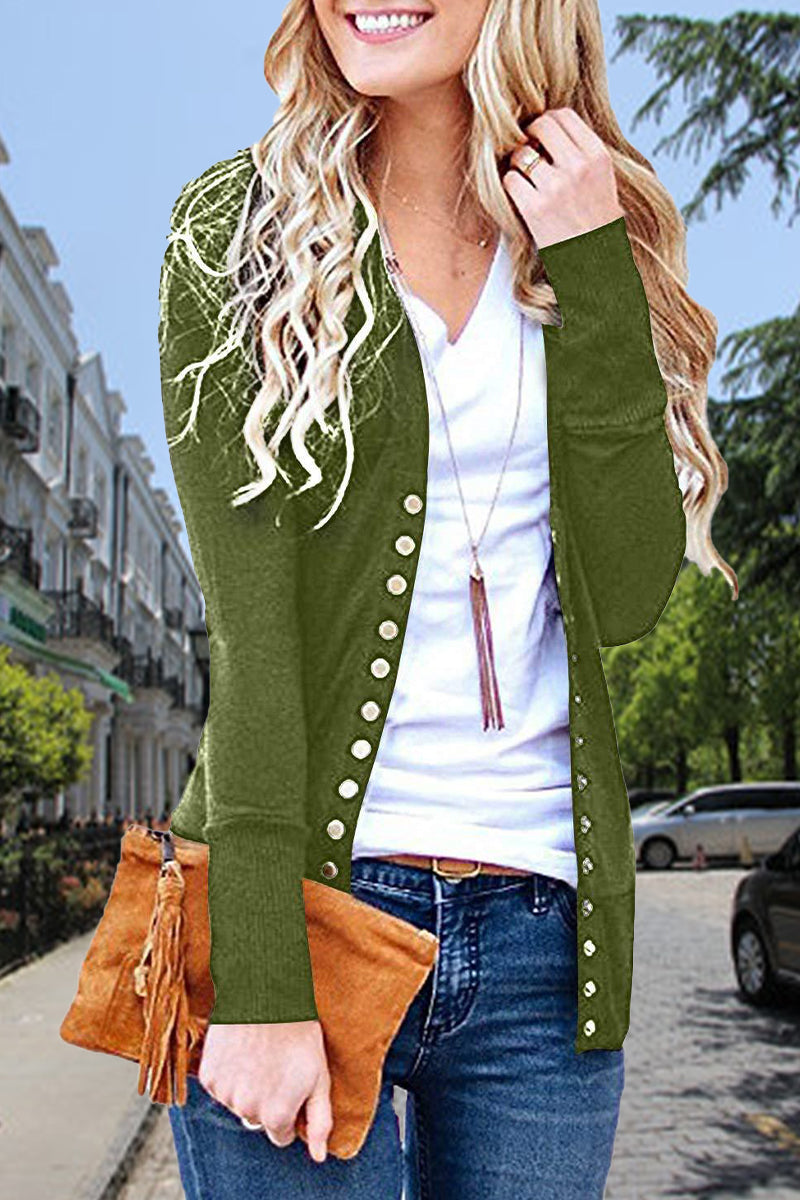 Casual Buttons Solid Color Cardigan(9 Colors)