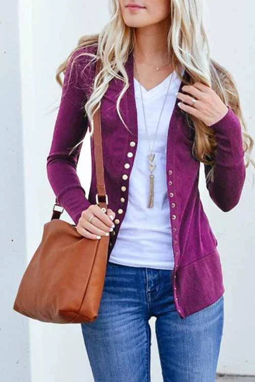 Casual Buttons Solid Color Cardigan(9 Colors)