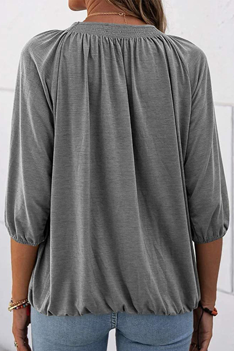 Casual Solid Solid Color O Neck Tops