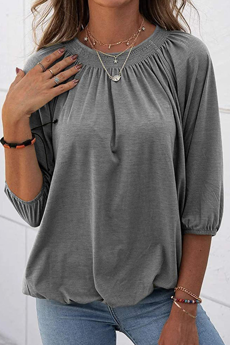 Casual Solid Solid Color O Neck Tops