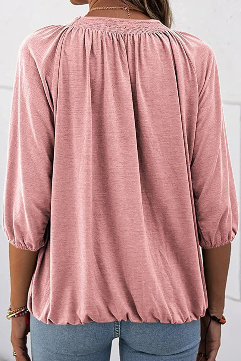 Casual Solid Solid Color O Neck Tops