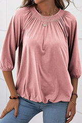 Casual Solid Solid Color O Neck Tops