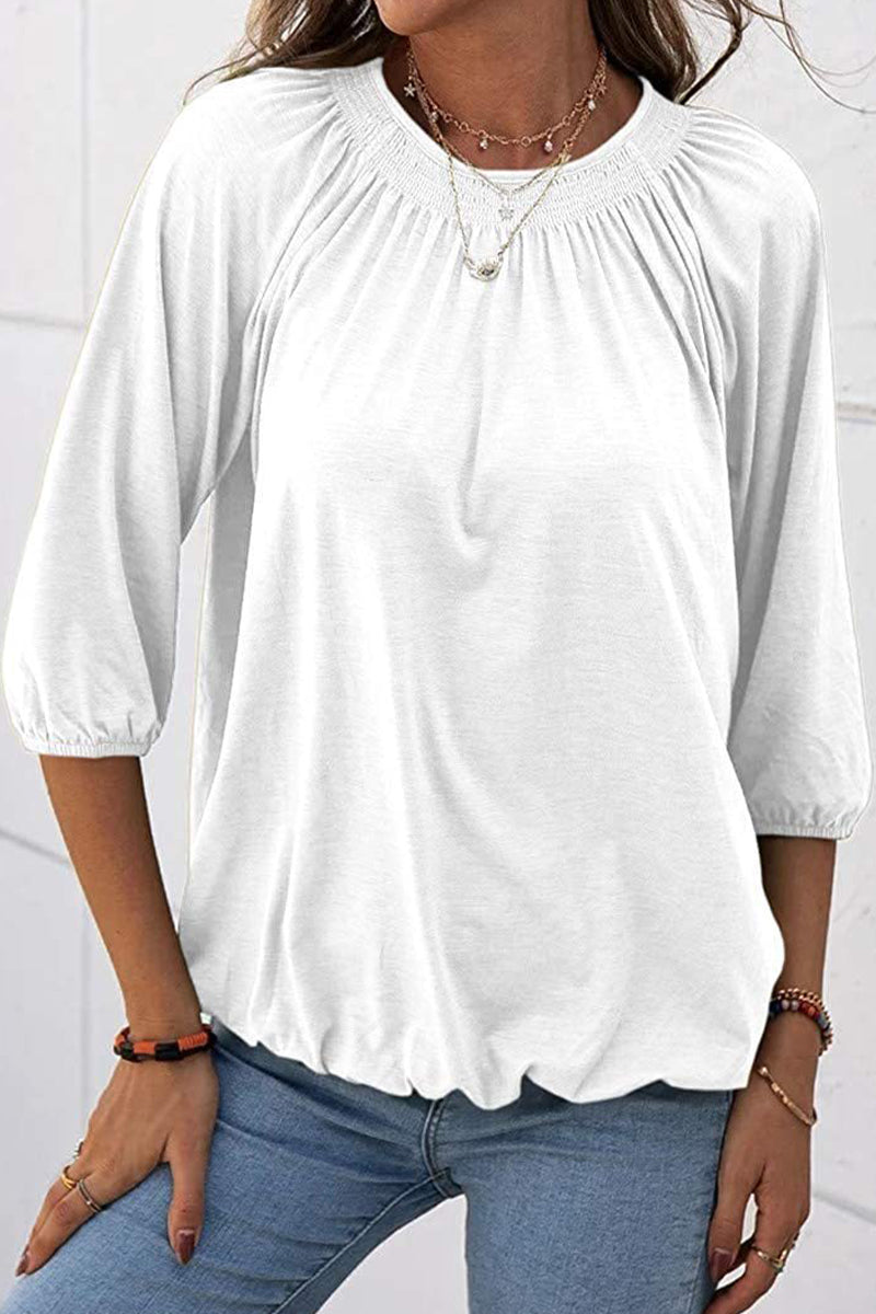 Casual Solid Solid Color O Neck Tops