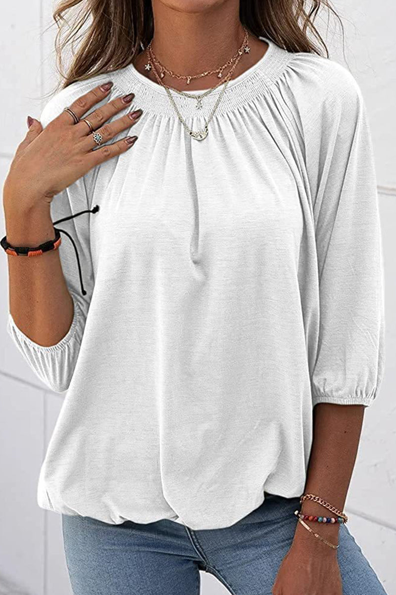 Casual Solid Solid Color O Neck Tops