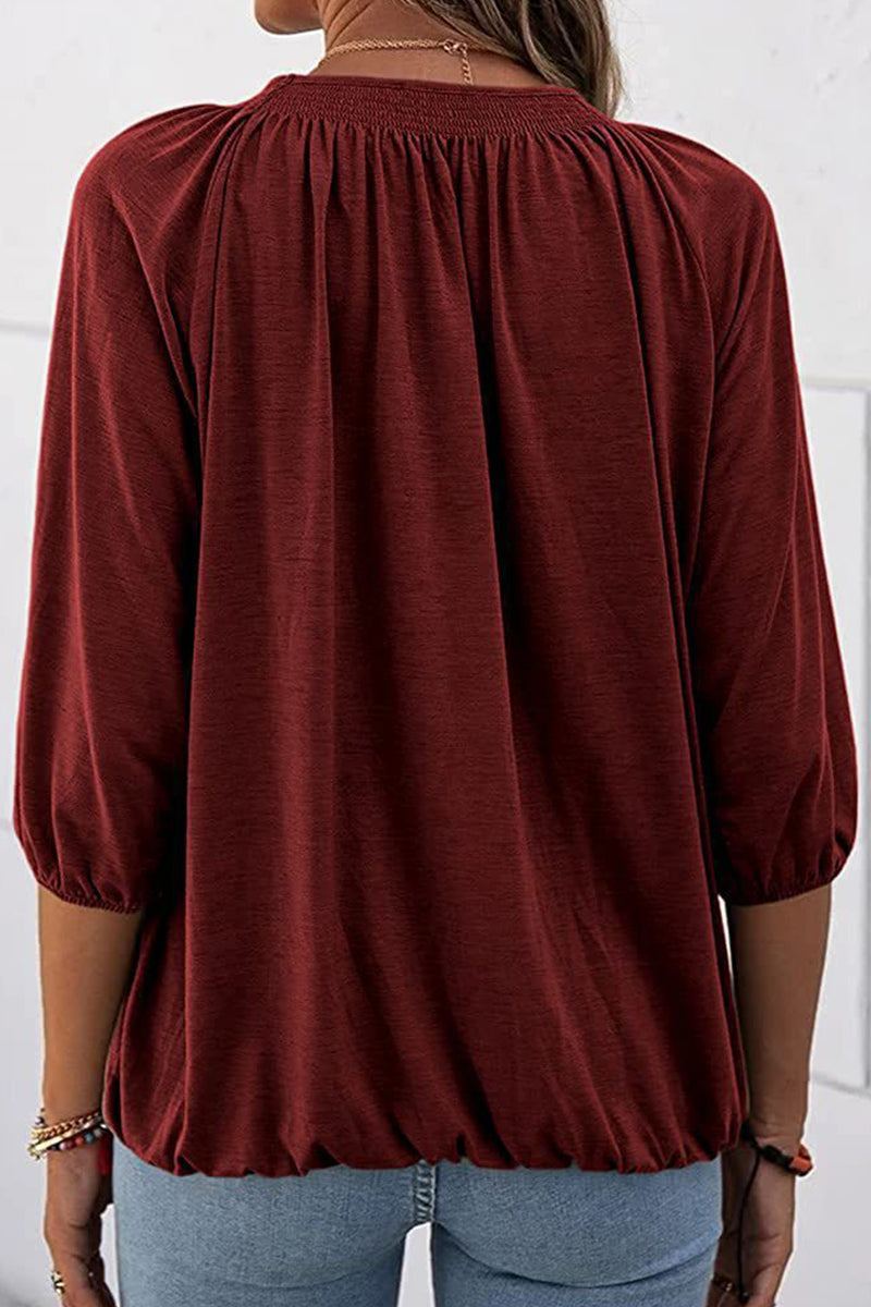 Casual Solid Solid Color O Neck Tops