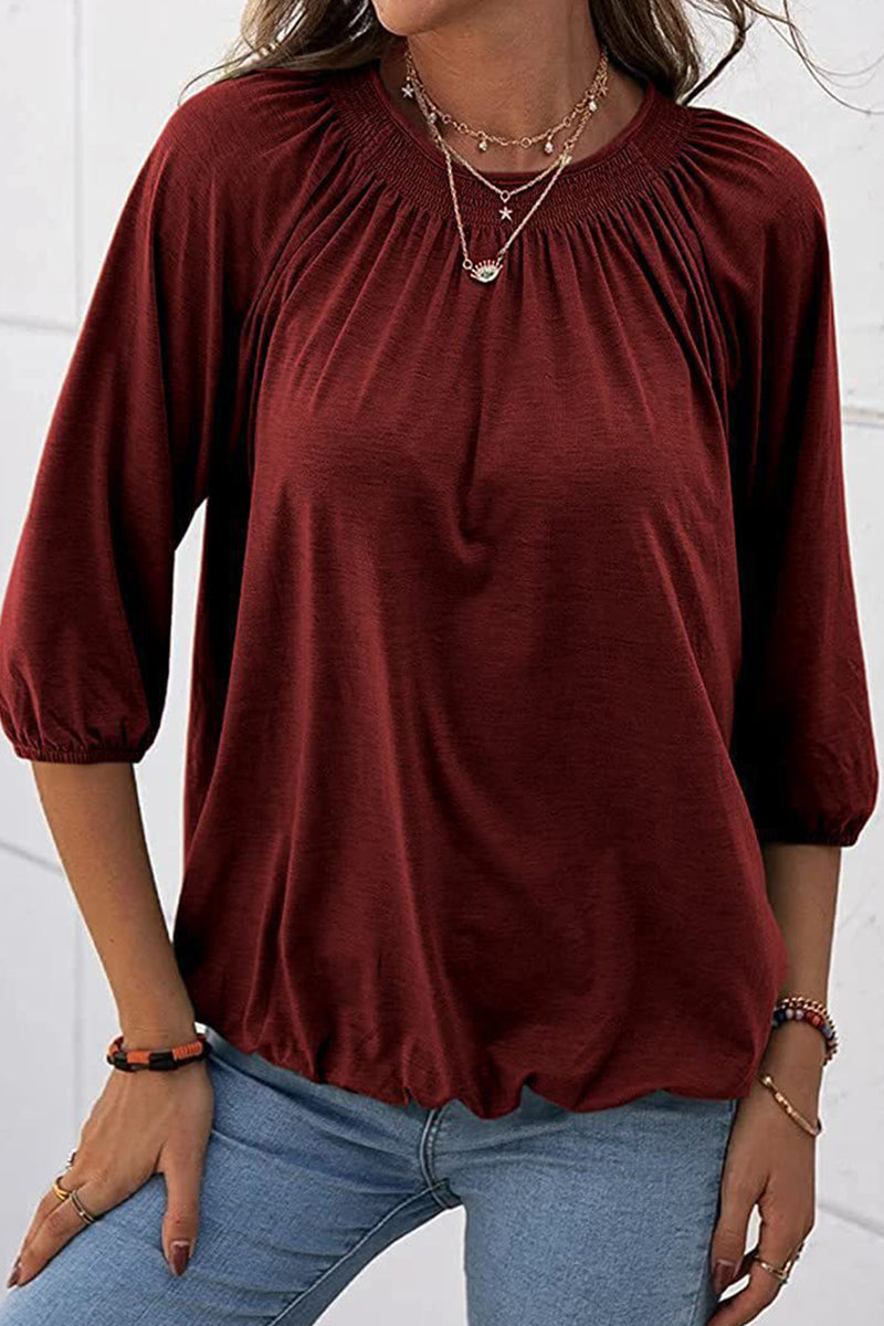 Casual Solid Solid Color O Neck Tops