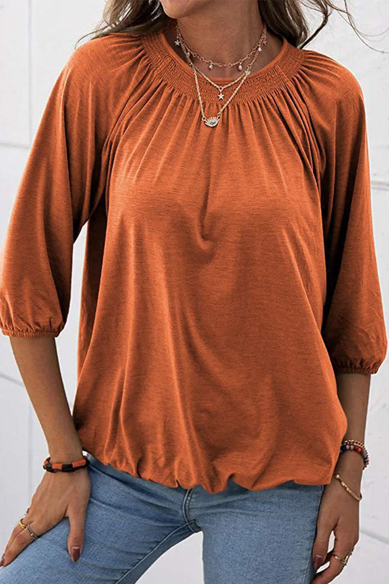 Casual Solid Solid Color O Neck Tops